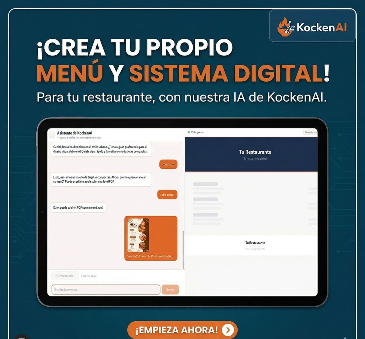 Crea tu propio menu y sistema digital con KockenAI